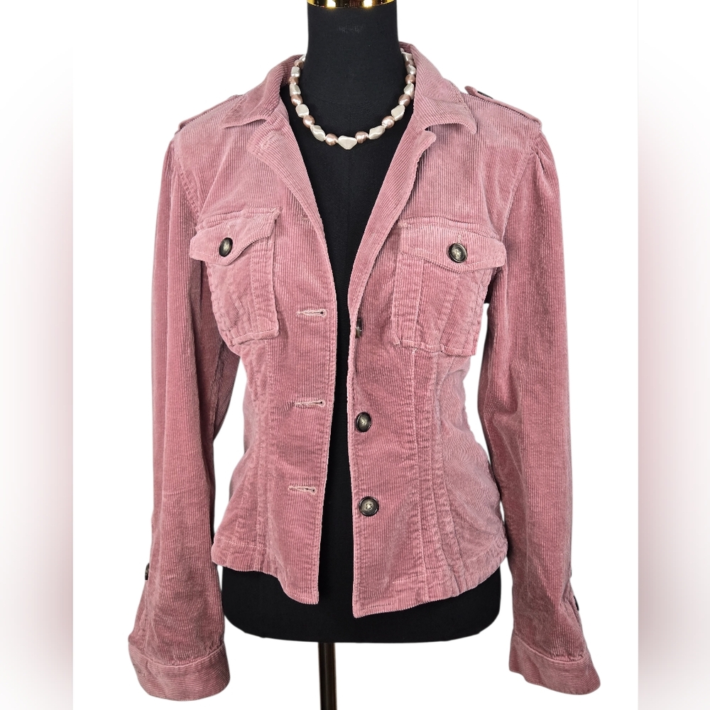 KUT From The Kloth Kyra Corduroy Trucker Jacket Rose Pink Size M Stretch